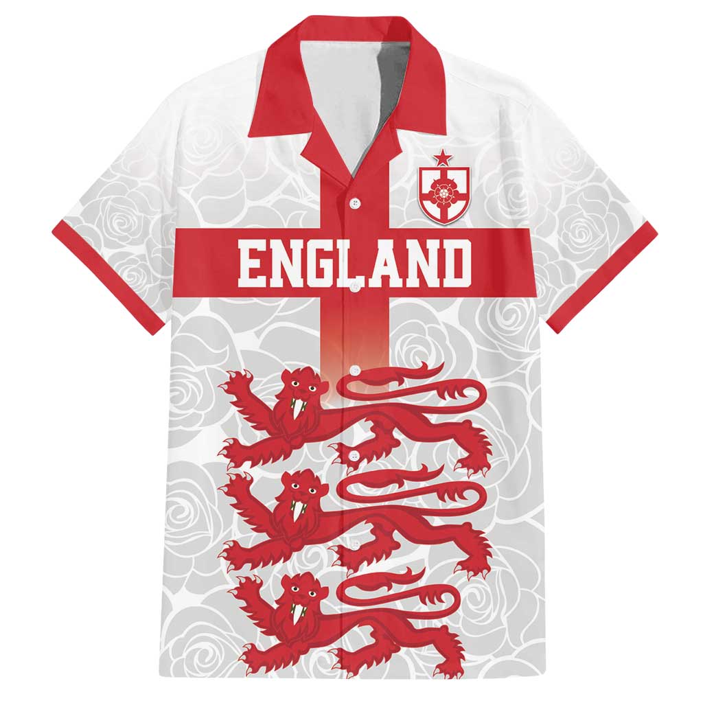 Custom England Fooball Family Matching Off Shoulder Short Dress and Hawaiian Shirt The Three Lions Red Version