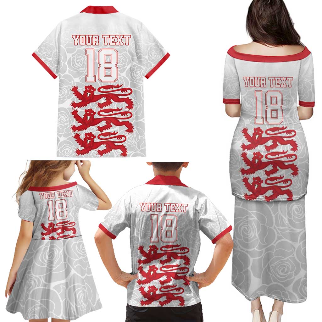 Custom England Fooball Family Matching Puletasi and Hawaiian Shirt The Three Lions Red Version