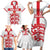 Custom England Fooball Family Matching Short Sleeve Bodycon Dress and Hawaiian Shirt The Three Lions Red Version