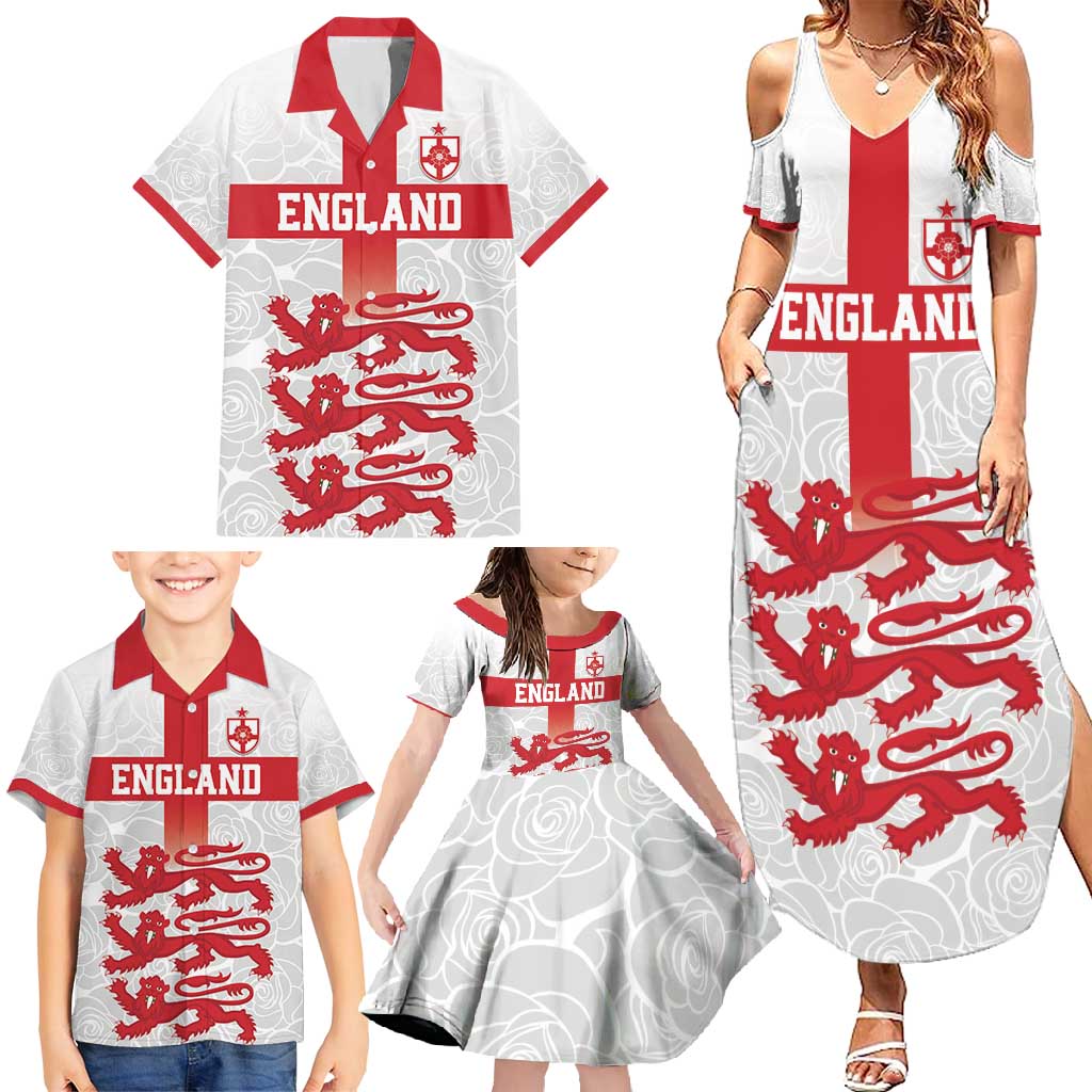 Custom England Fooball Family Matching Summer Maxi Dress and Hawaiian Shirt The Three Lions Red Version