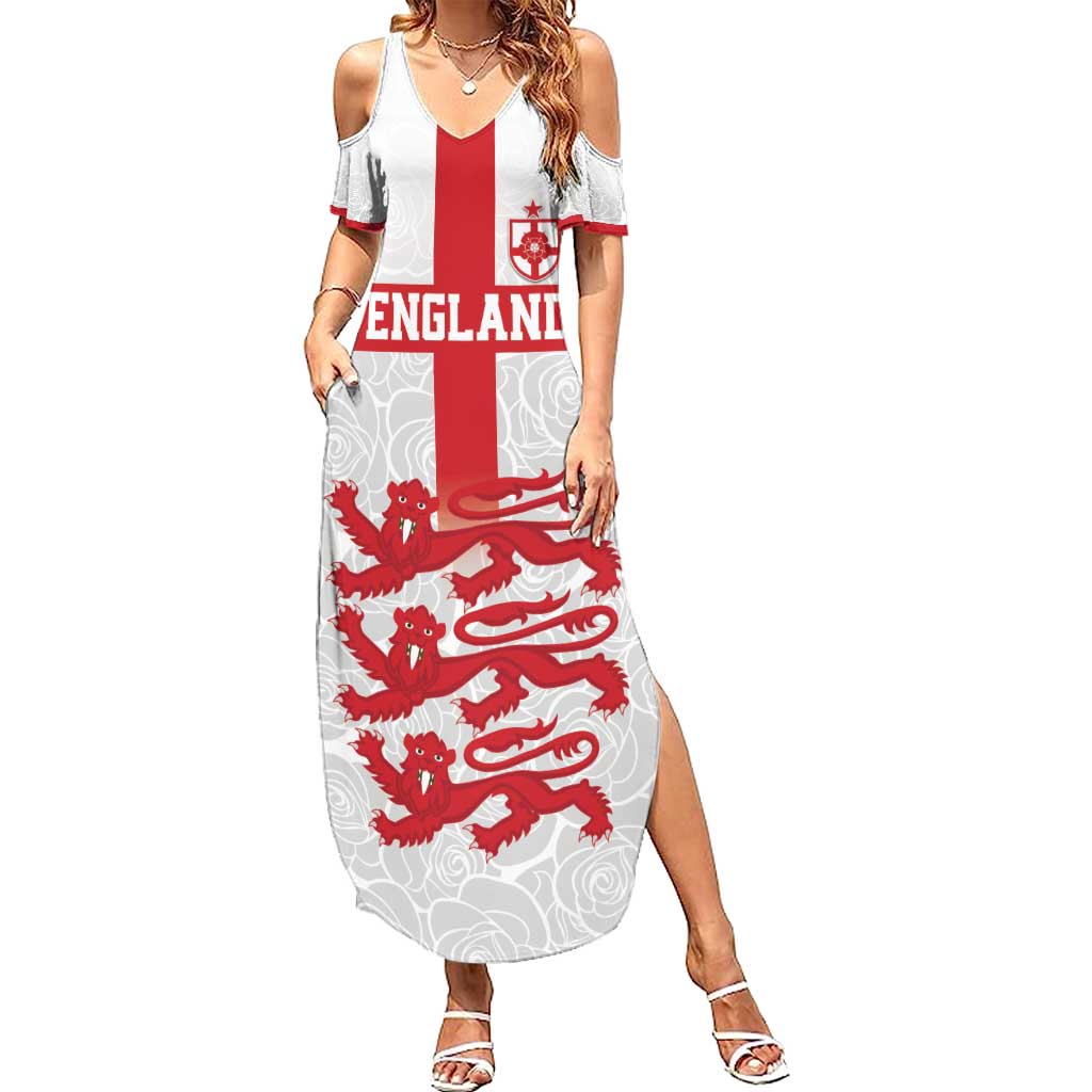 Custom England Fooball Family Matching Summer Maxi Dress and Hawaiian Shirt The Three Lions Red Version