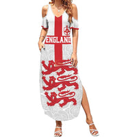 Custom England Fooball Family Matching Summer Maxi Dress and Hawaiian Shirt The Three Lions Red Version