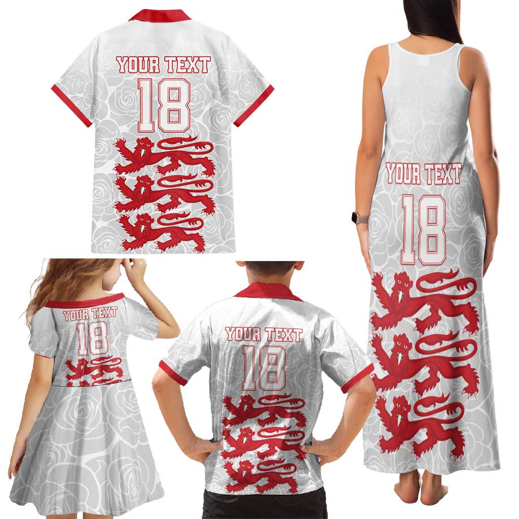 Custom England Fooball Family Matching Tank Maxi Dress and Hawaiian Shirt The Three Lions Red Version