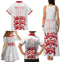 Custom England Fooball Family Matching Tank Maxi Dress and Hawaiian Shirt The Three Lions Red Version