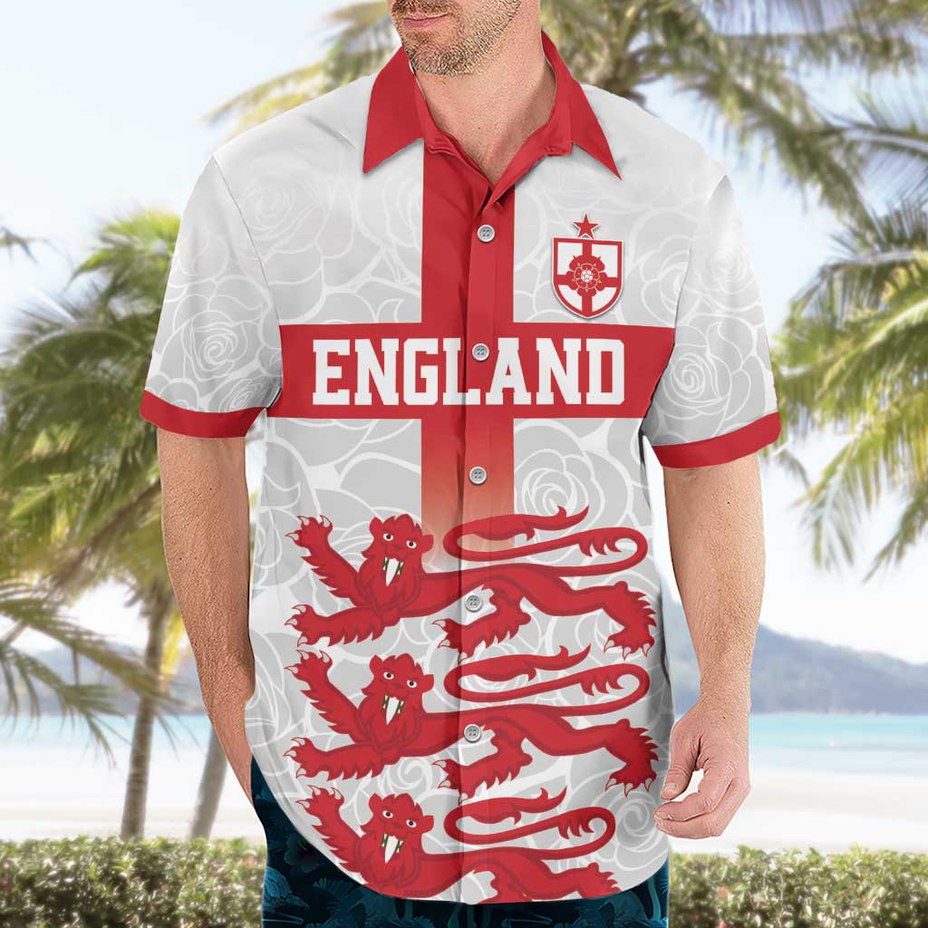 Custom England Fooball Hawaiian Shirt The Three Lions Red Version