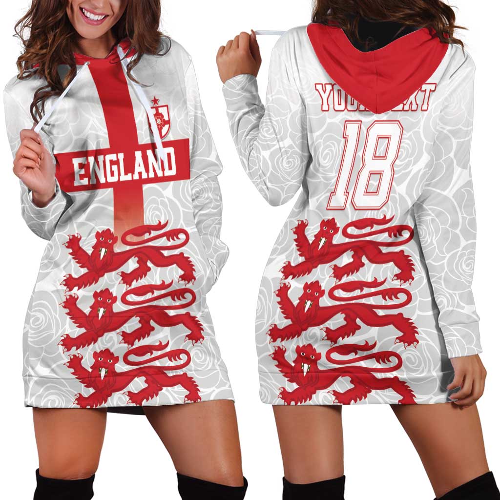 Custom England Fooball Hoodie Dress The Three Lions Red Version