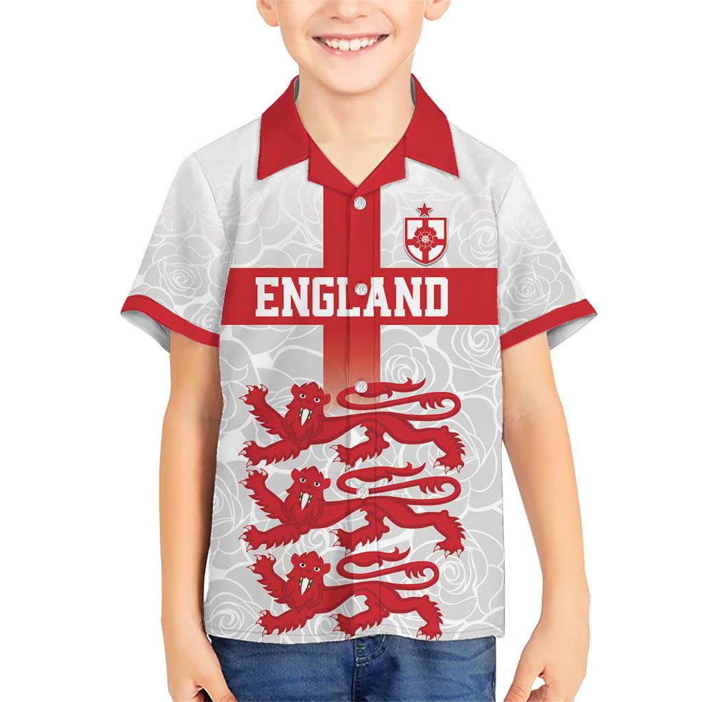 Custom England Fooball Kid Hawaiian Shirt The Three Lions Red Version