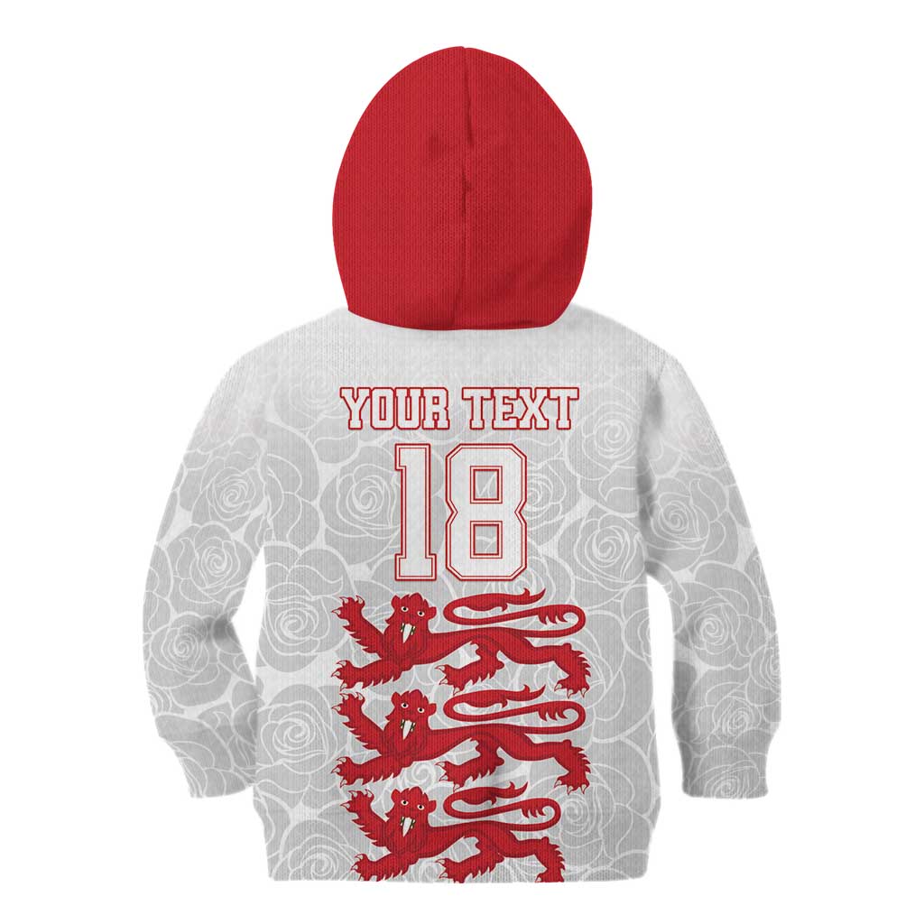 Custom England Fooball Kid Hoodie The Three Lions Red Version