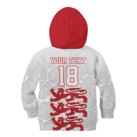 Custom England Fooball Kid Hoodie The Three Lions Red Version