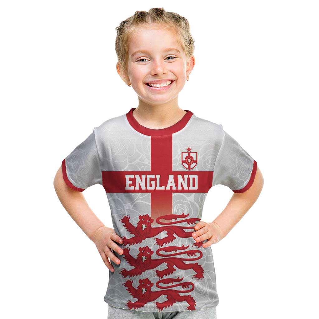 Custom England Fooball Kid T Shirt The Three Lions Red Version