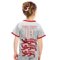 Custom England Fooball Kid T Shirt The Three Lions Red Version