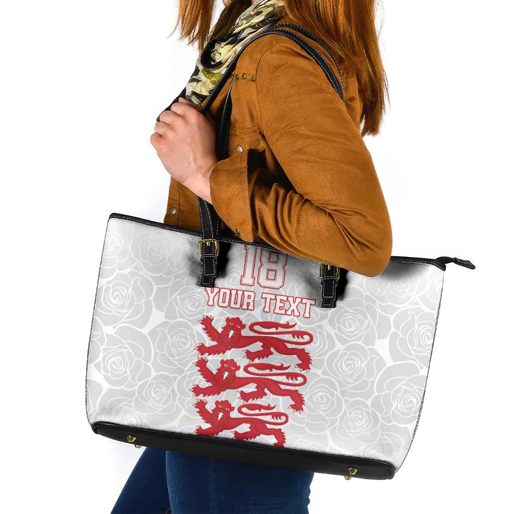 Custom England Fooball Leather Tote Bag The Three Lions Red Version