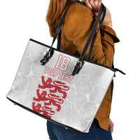 Custom England Fooball Leather Tote Bag The Three Lions Red Version