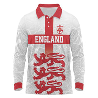 Custom England Fooball Long Sleeve Polo Shirt The Three Lions Red Version