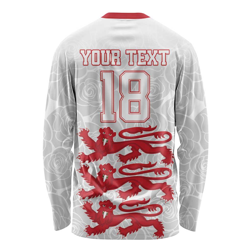 Custom England Fooball Long Sleeve Shirt The Three Lions Red Version
