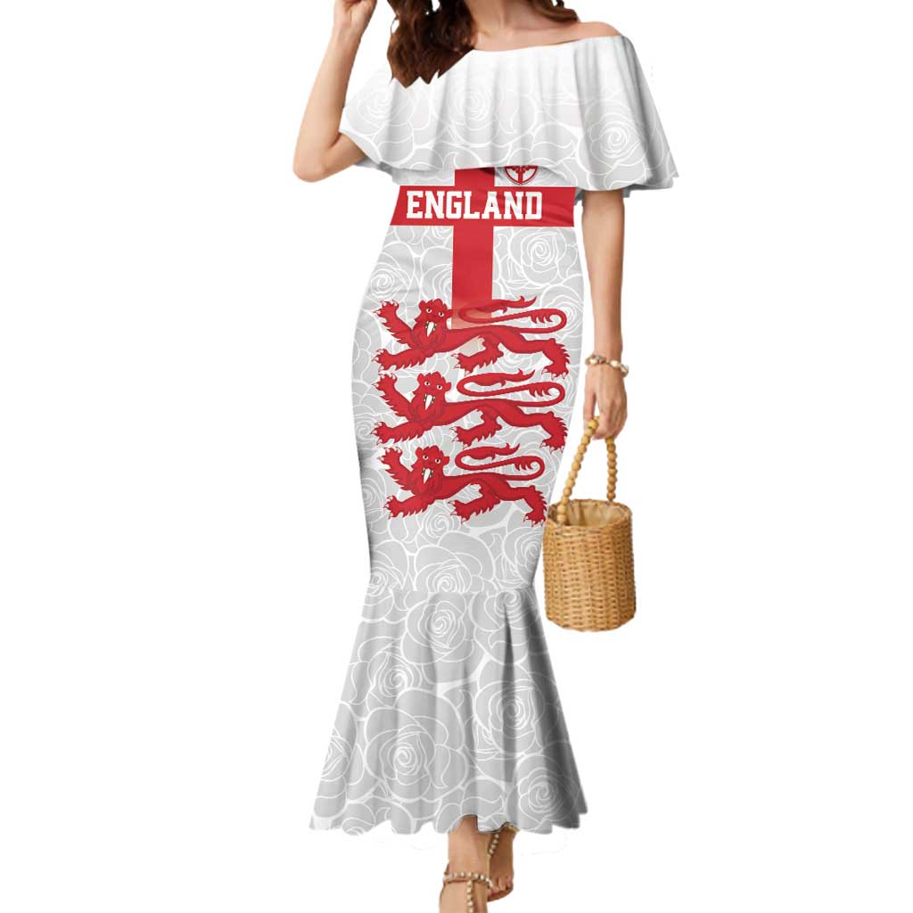 Custom England Fooball Mermaid Dress The Three Lions Red Version