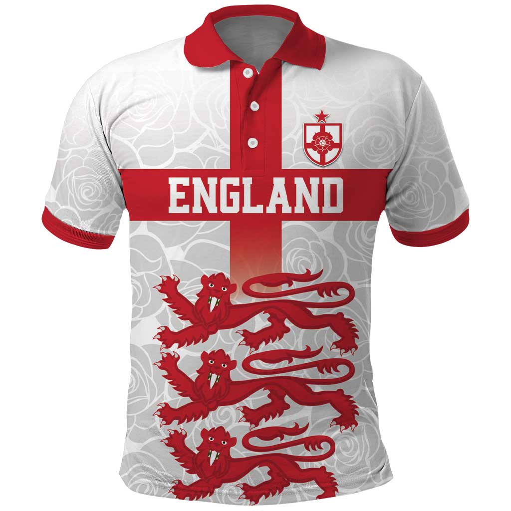 Custom England Fooball Polo Shirt The Three Lions Red Version