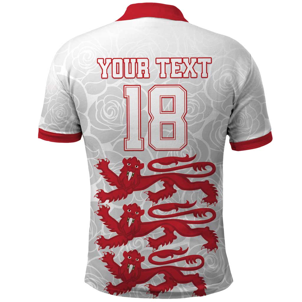 Custom England Fooball Polo Shirt The Three Lions Red Version