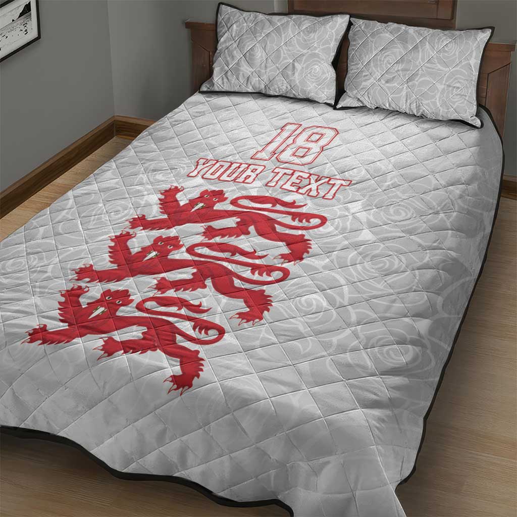 Custom England Fooball Quilt Bed Set The Three Lions Red Version