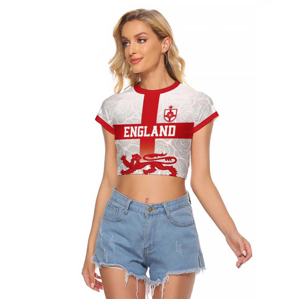 Custom England Fooball Raglan Cropped T Shirt The Three Lions Red Version