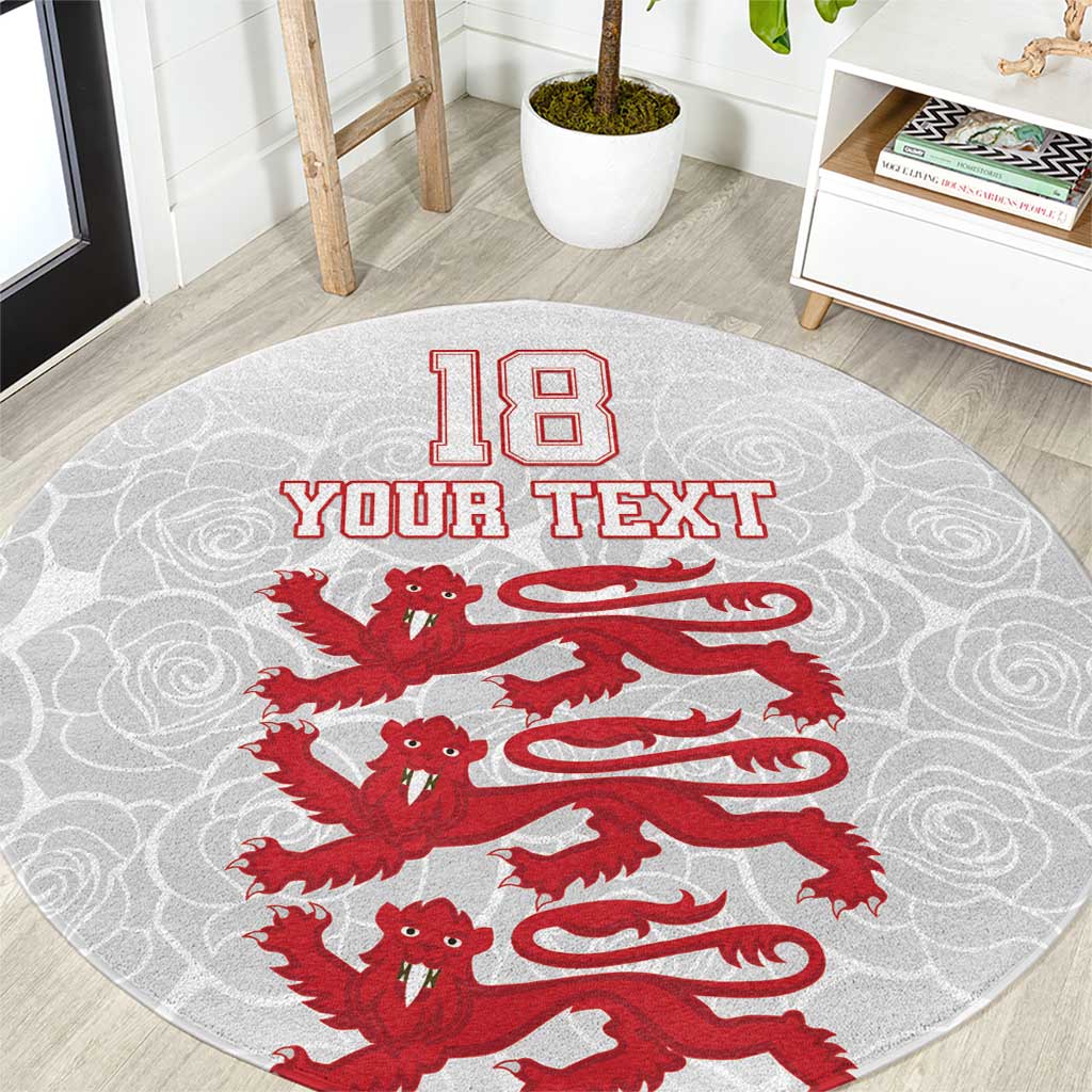 Custom England Fooball Round Carpet The Three Lions Red Version