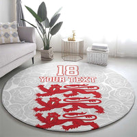 Custom England Fooball Round Carpet The Three Lions Red Version
