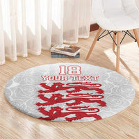 Custom England Fooball Round Carpet The Three Lions Red Version