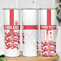 Custom England Fooball Skinny Tumbler The Three Lions Red Version