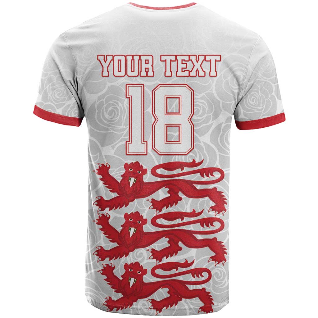 Custom England Fooball T Shirt The Three Lions Red Version