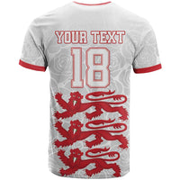 Custom England Fooball T Shirt The Three Lions Red Version