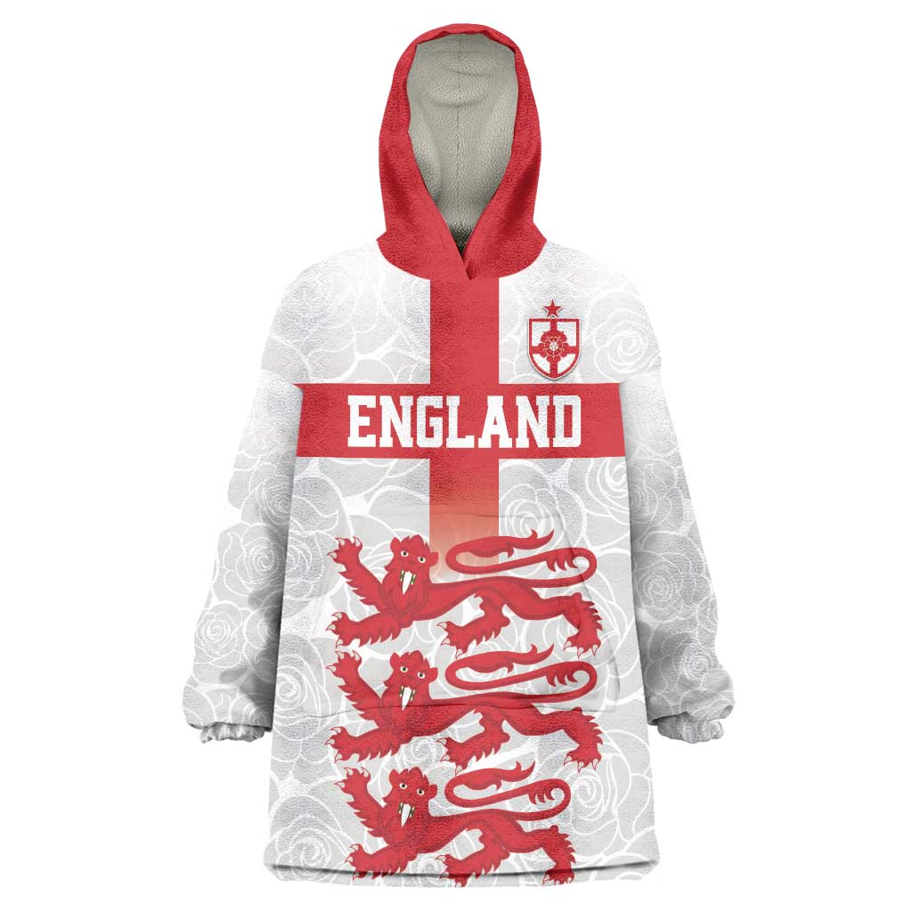 Custom England Fooball Wearable Blanket Hoodie The Three Lions Red Version
