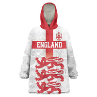 Custom England Fooball Wearable Blanket Hoodie The Three Lions Red Version