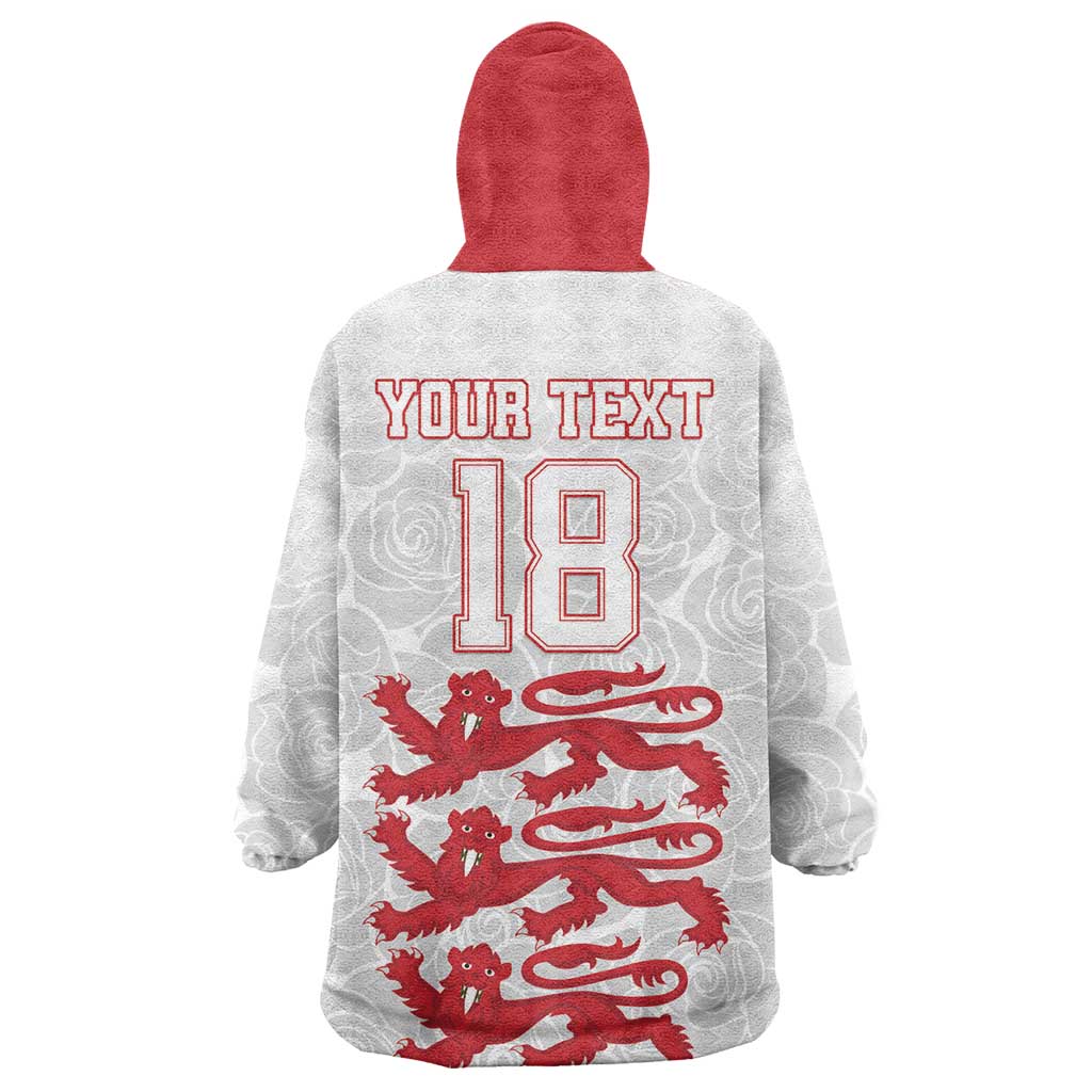 Custom England Fooball Wearable Blanket Hoodie The Three Lions Red Version