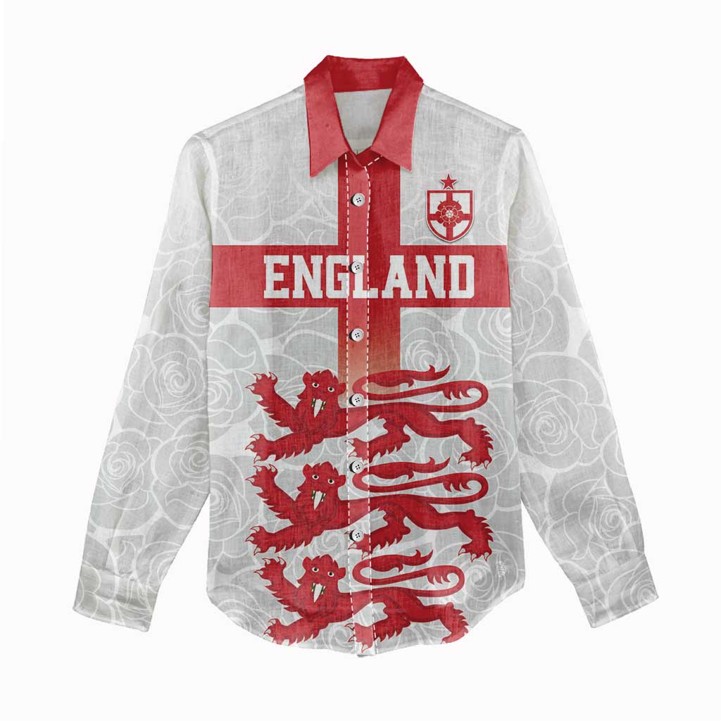 Custom England Fooball Women Casual Shirt The Three Lions Red Version