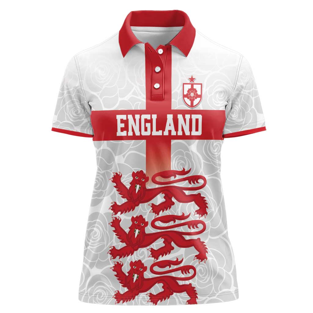 Custom England Fooball Women Polo Shirt The Three Lions Red Version