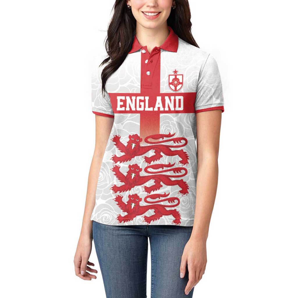 Custom England Fooball Women Polo Shirt The Three Lions Red Version