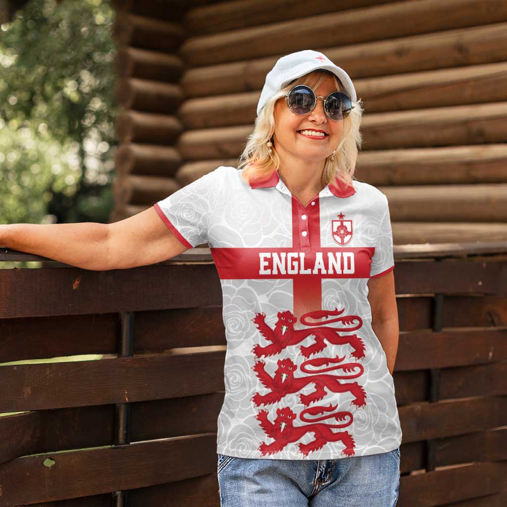 Custom England Fooball Women Polo Shirt The Three Lions Red Version