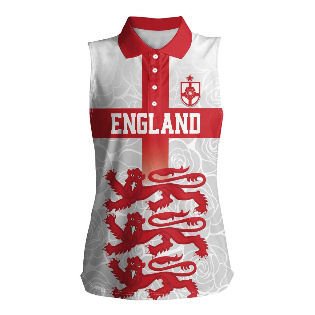 Custom England Fooball Women Sleeveless Polo Shirt The Three Lions Red Version