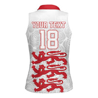 Custom England Fooball Women Sleeveless Polo Shirt The Three Lions Red Version