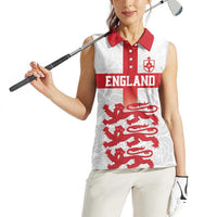 Custom England Fooball Women Sleeveless Polo Shirt The Three Lions Red Version