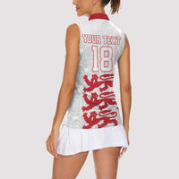 Custom England Fooball Women Sleeveless Polo Shirt The Three Lions Red Version