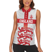 Custom England Fooball Women Sleeveless Polo Shirt The Three Lions Red Version