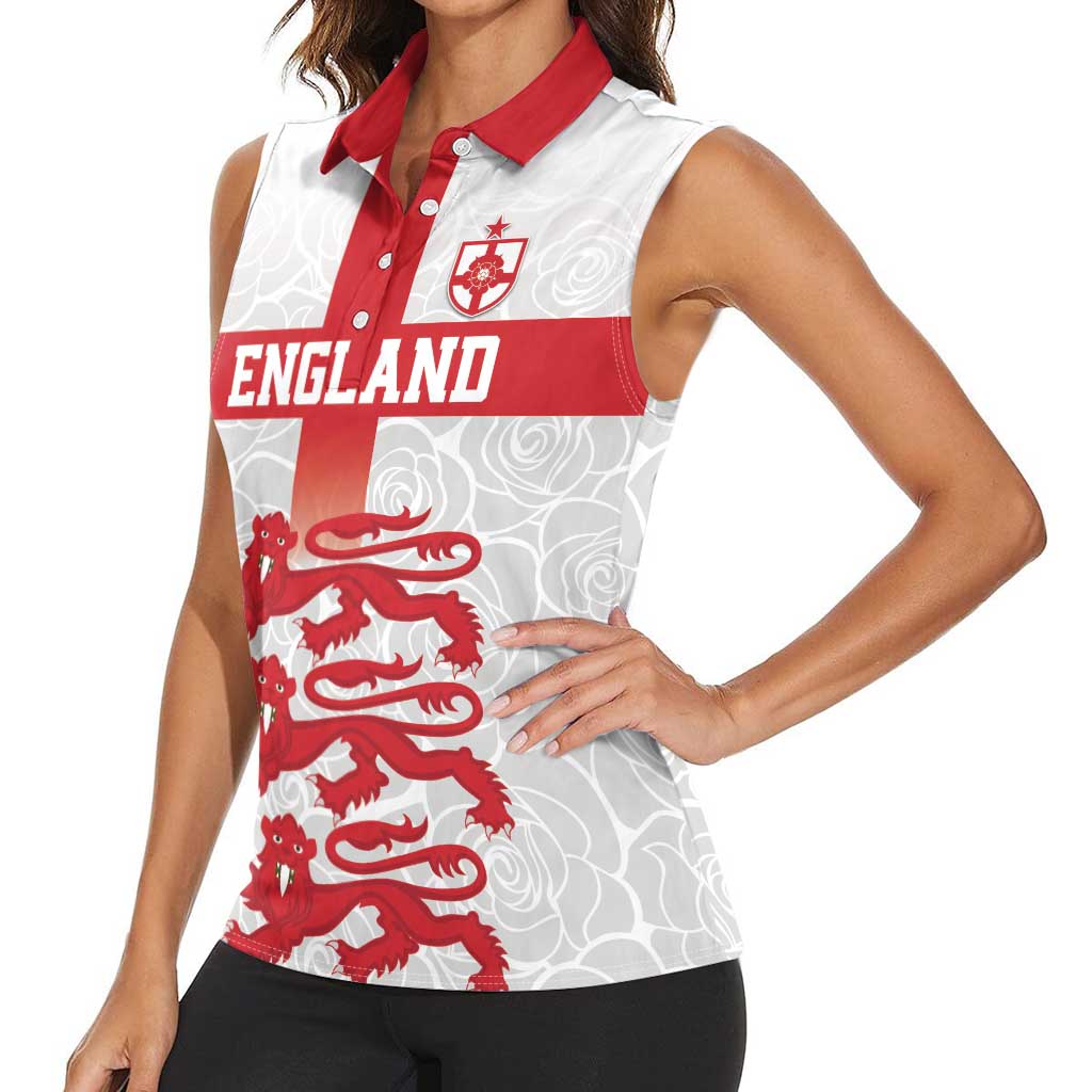 Custom England Fooball Women Sleeveless Polo Shirt The Three Lions Red Version