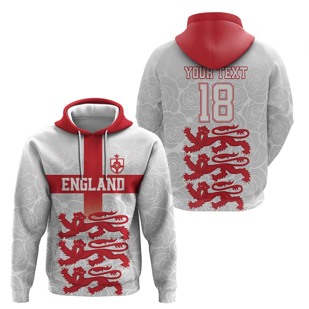 Custom England Fooball Zip Hoodie The Three Lions Red Version
