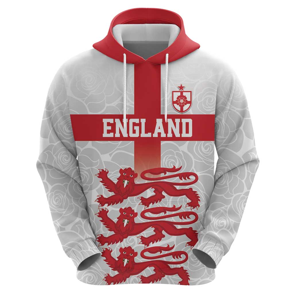 Custom England Fooball Zip Hoodie The Three Lions Red Version