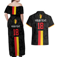 Custom Belgium Football Couples Matching Off Shoulder Maxi Dress and Hawaiian Shirt De Rode Duivels