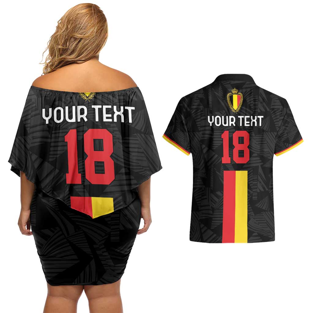Custom Belgium Football Couples Matching Off Shoulder Short Dress and Hawaiian Shirt De Rode Duivels