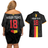 Custom Belgium Football Couples Matching Off Shoulder Short Dress and Hawaiian Shirt De Rode Duivels