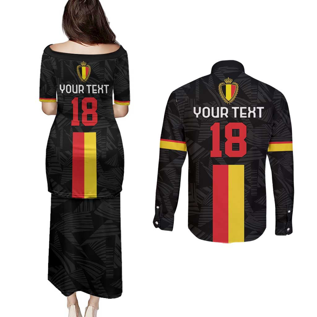Custom Belgium Football Couples Matching Puletasi and Long Sleeve Button Shirt De Rode Duivels