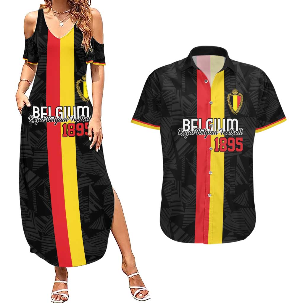Custom Belgium Football Couples Matching Summer Maxi Dress and Hawaiian Shirt De Rode Duivels